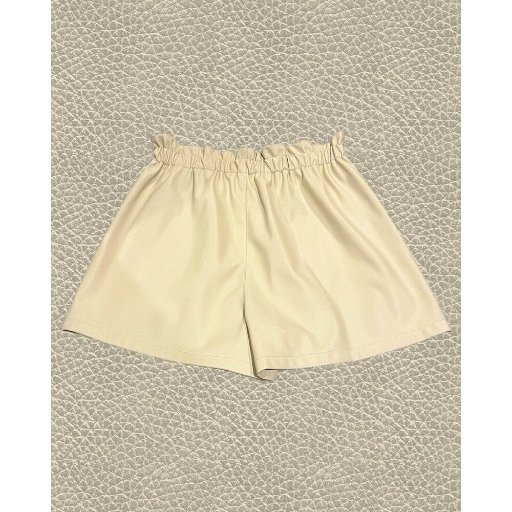 Steve Madden Womens Vegan Leather Elastic Waist High-Rise Shorts Beige Size M - Picture 5 of 6